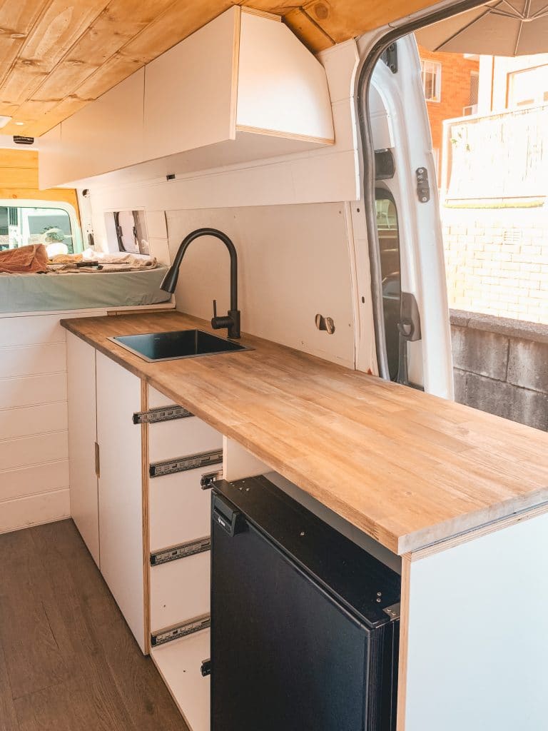 Upright Fridge Almost installed in Campervan