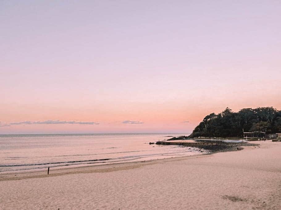 Sunset over Forster Main beach