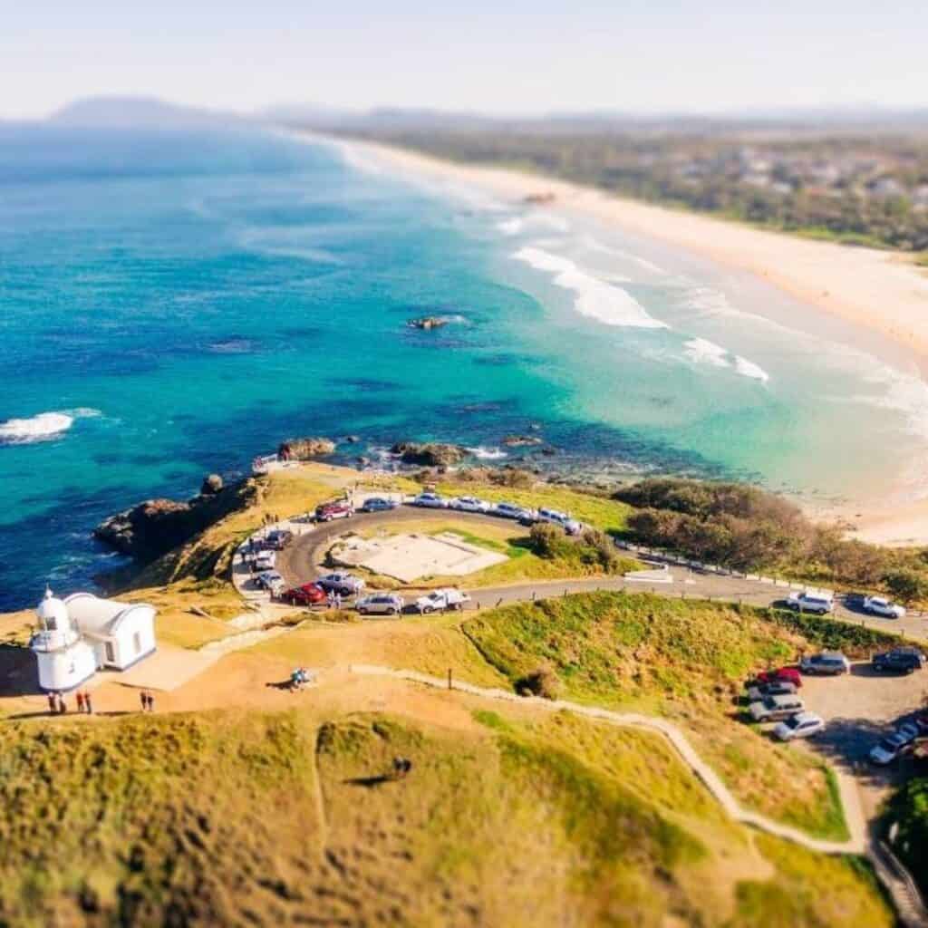 drone shot over port Macquarie beach 