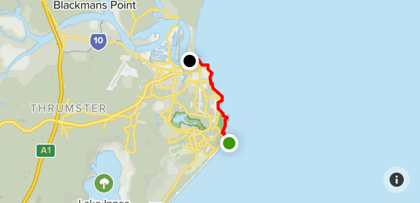 Map showing the costal walk