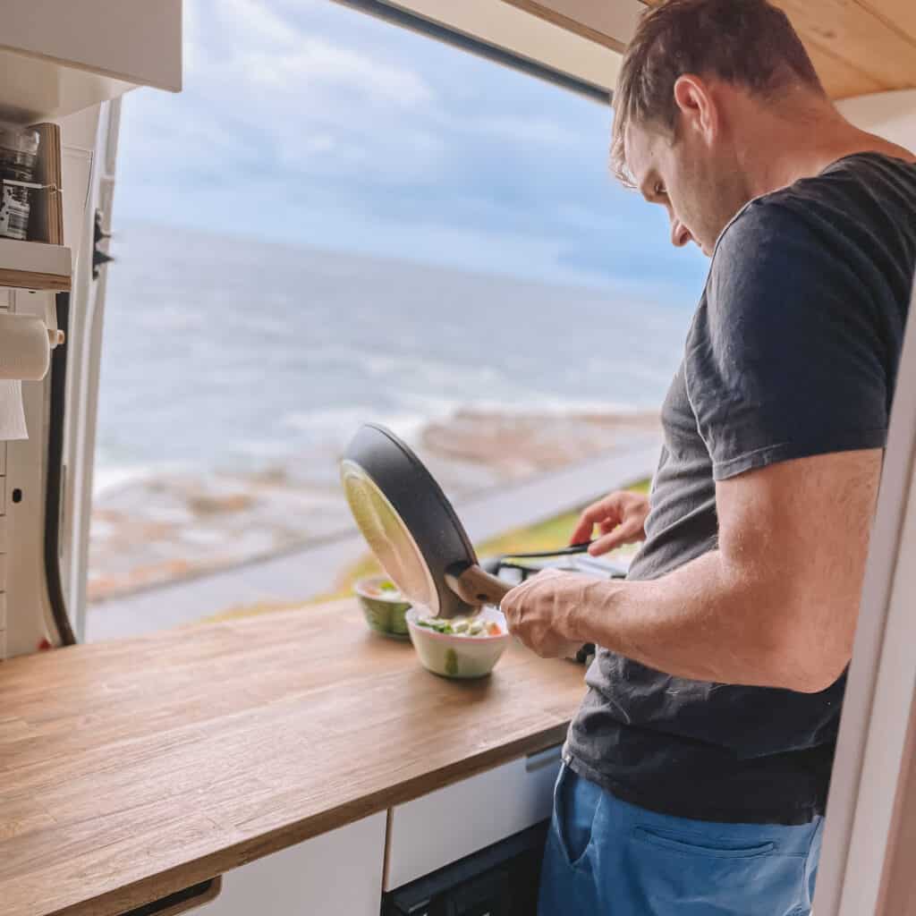 Wade Cooking lunch at the beach