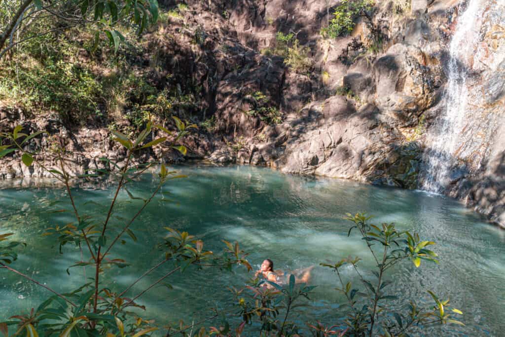 Dani in the water at Attie Creek Falls 