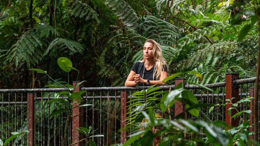 Dani Standing on Bridge at Babinda Boulders