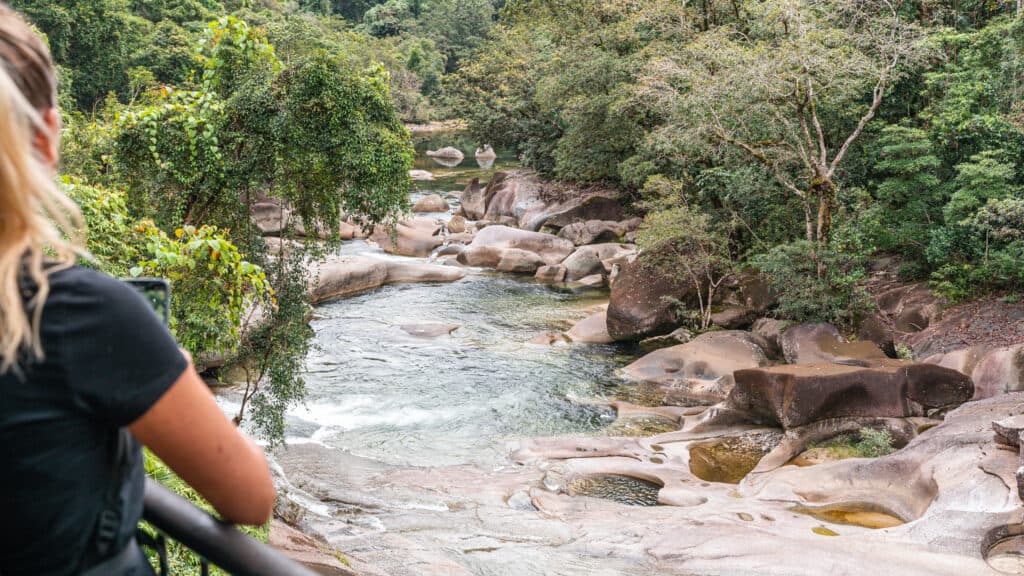 Dani at the looking out. looking at Babinda Boulders 