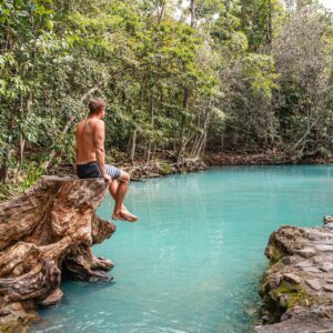 Wade on a stamp at Cardwell Spa Pools