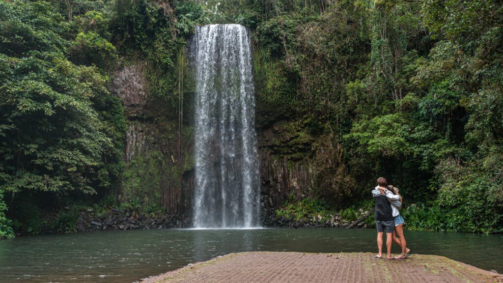 Wade and Dani Standing at the bottom of Millaa Millaa Falls 