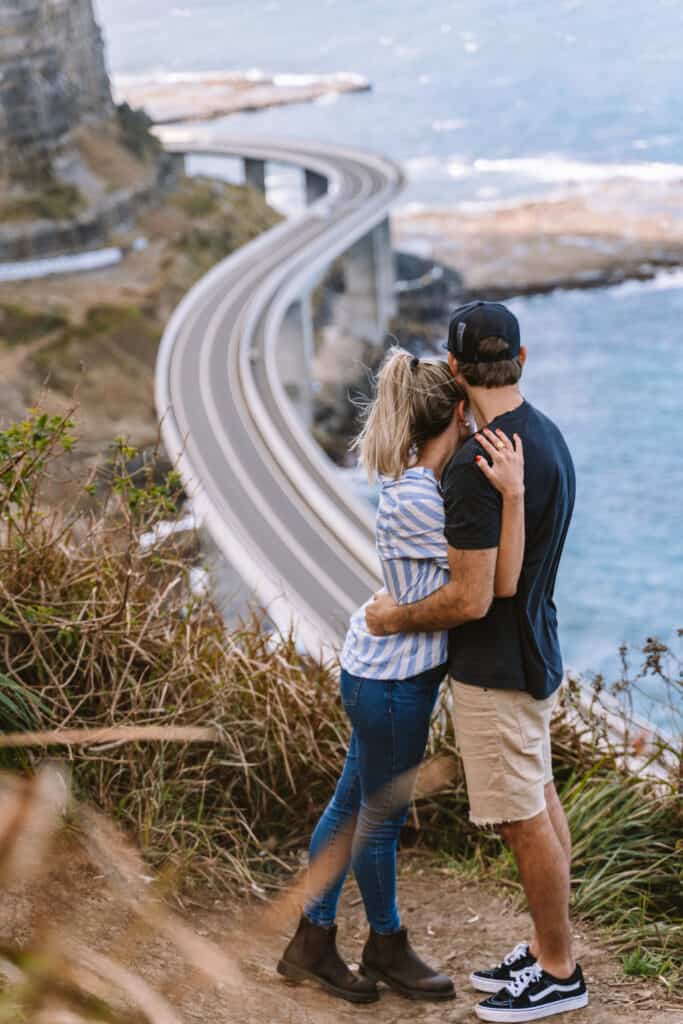 Wade and Dani at the Sea Cliff Bridge Lookout 