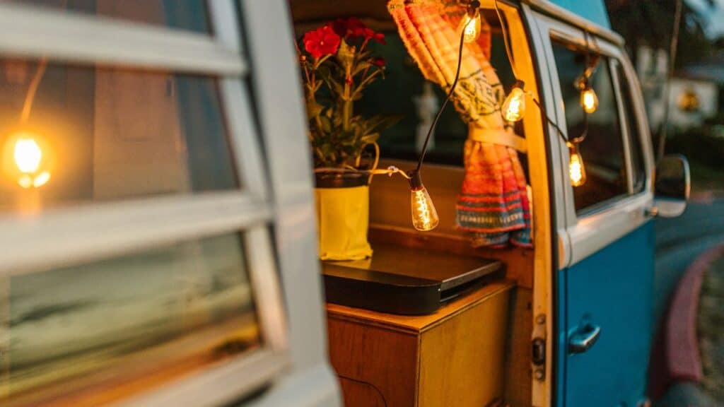 Campervan with lights