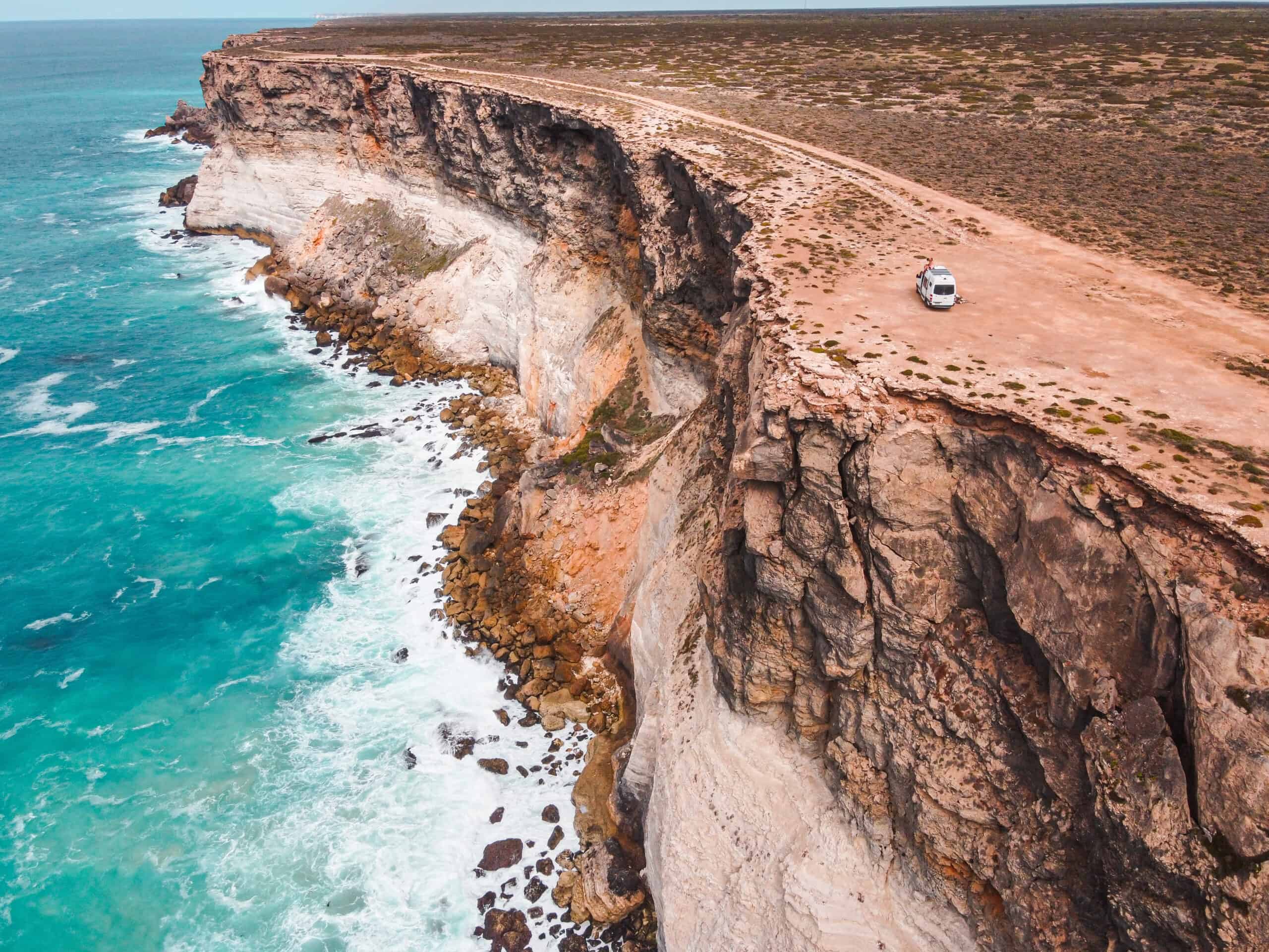 Van parked at Bunda Cliffs SA