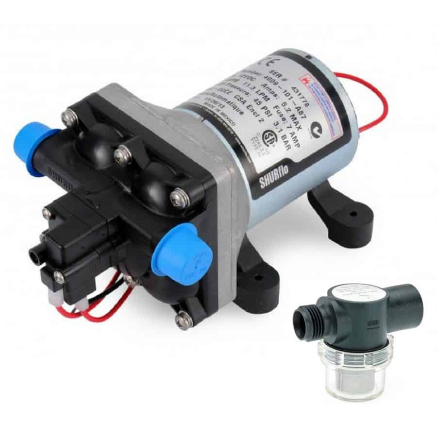 Product shot of the Shurflo 4009 12V Water Pump