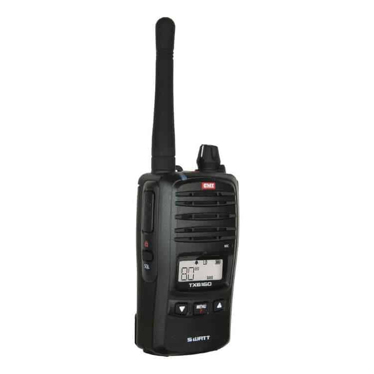 Product shot of the GME TX6160 5-watt UHF CB Handheld Radio