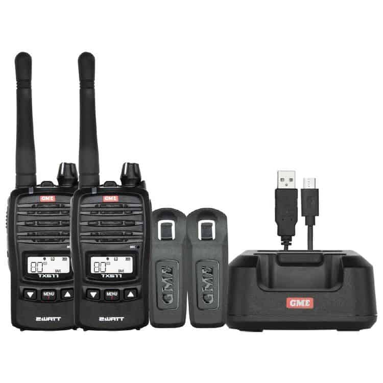 Product shot of the GME TX677 2-watt UHF CB Handheld Radio