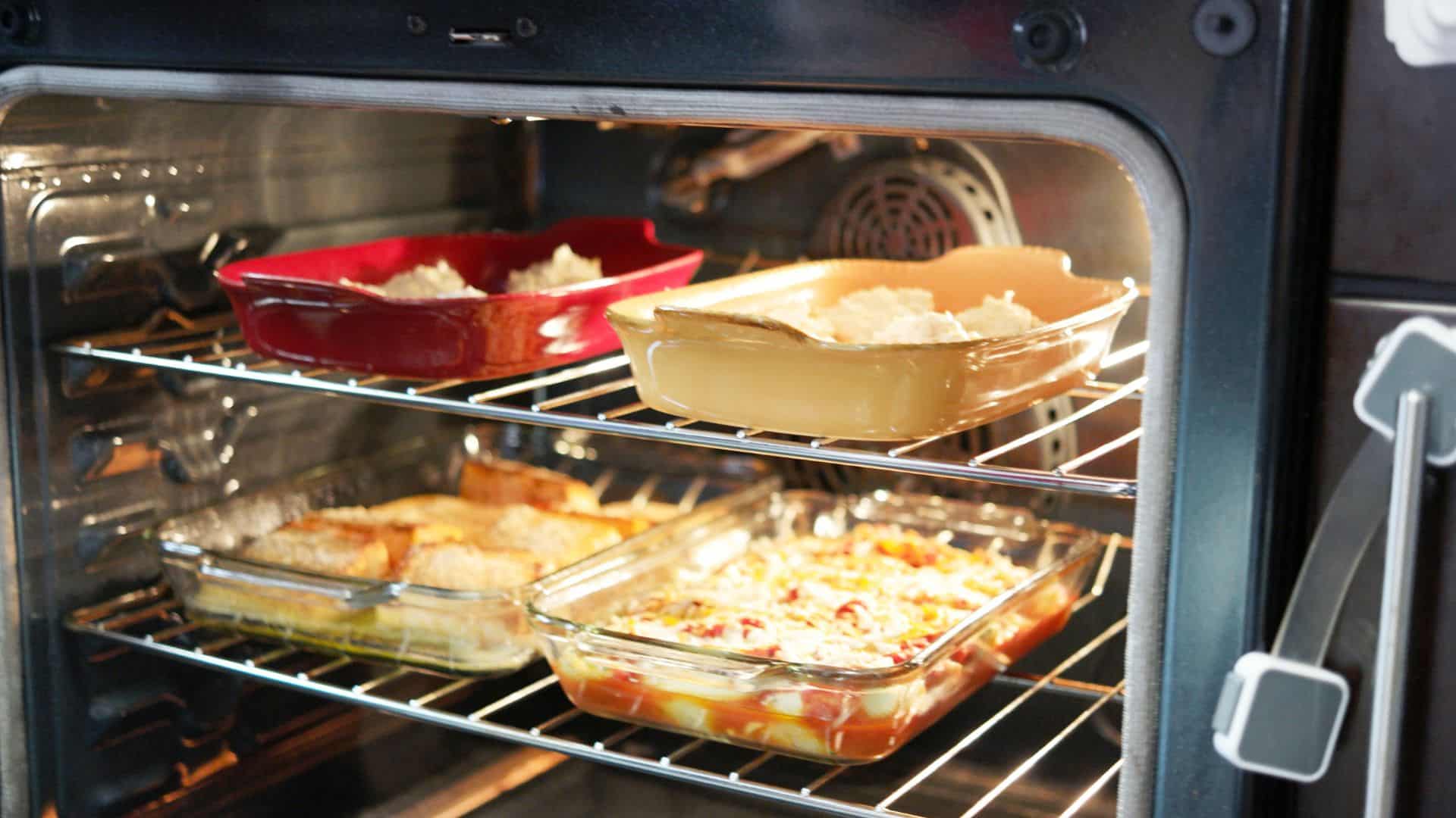 Food inside a caravan oven