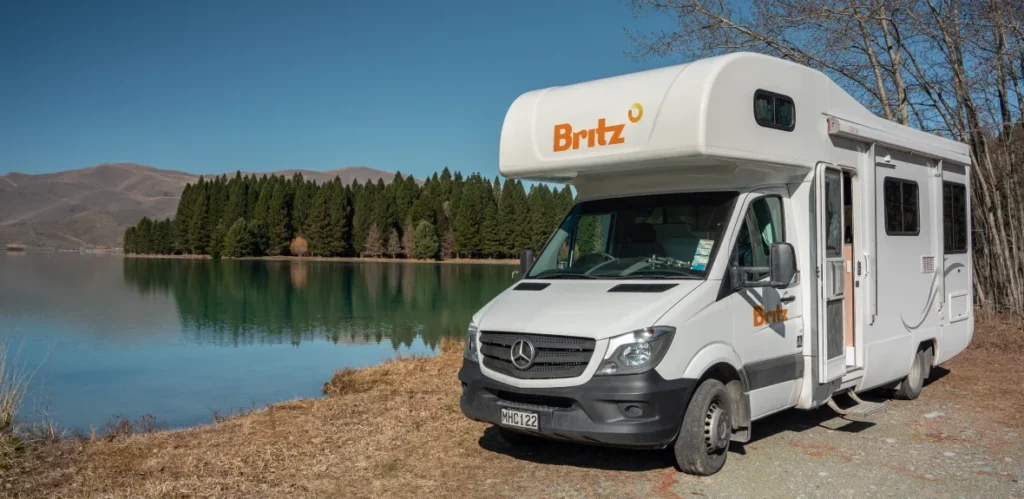 Britz Camper van at a lake