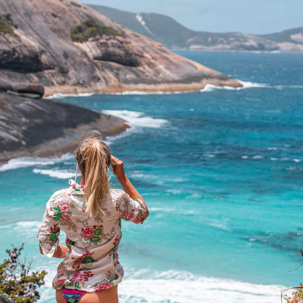 Dani watching the ocean at Salmon Holes