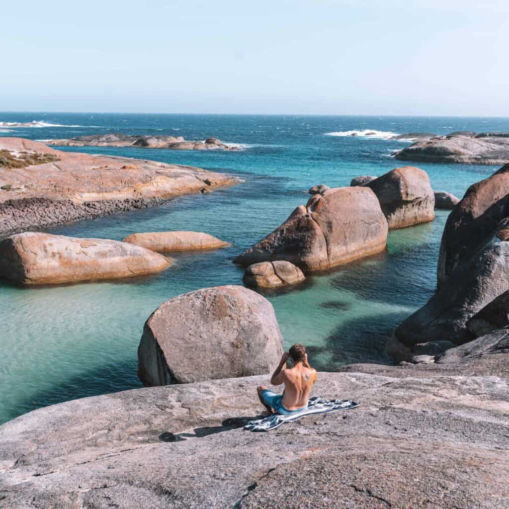 Wade sitting on the rocks at Elephant Rocks