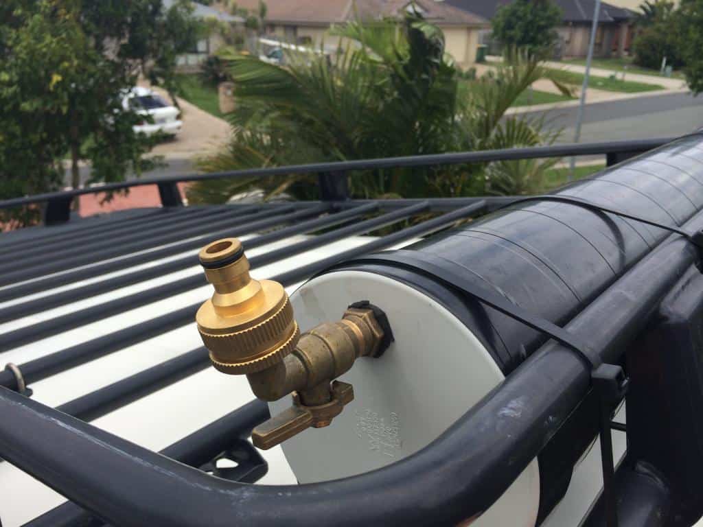 Water Storage pipe on the roof of a camper van