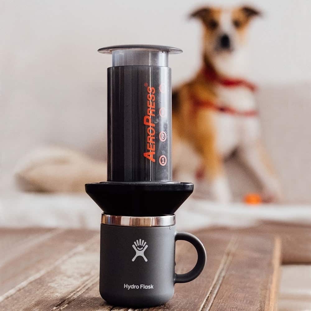 Aeropress on top of a  coffee cup