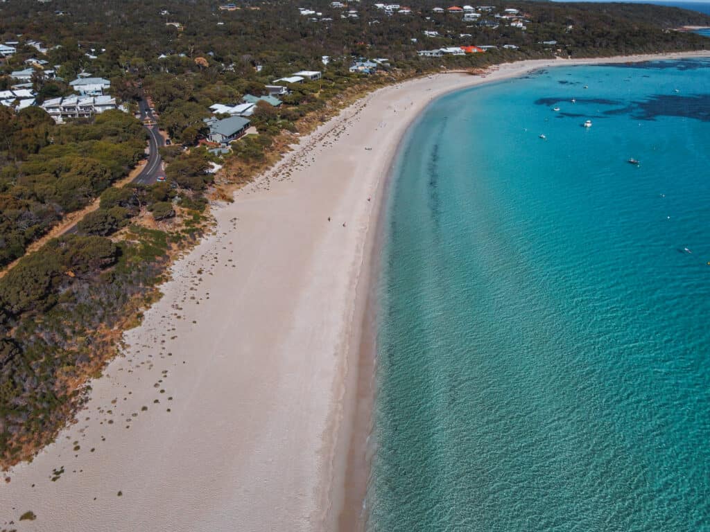 A drone picture of a beach in Margaret River