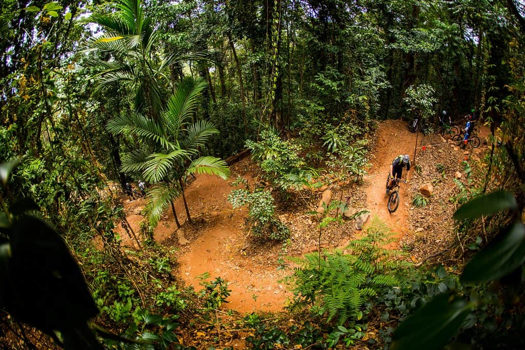 Mountain bikers cycling through the bush in Margaret River