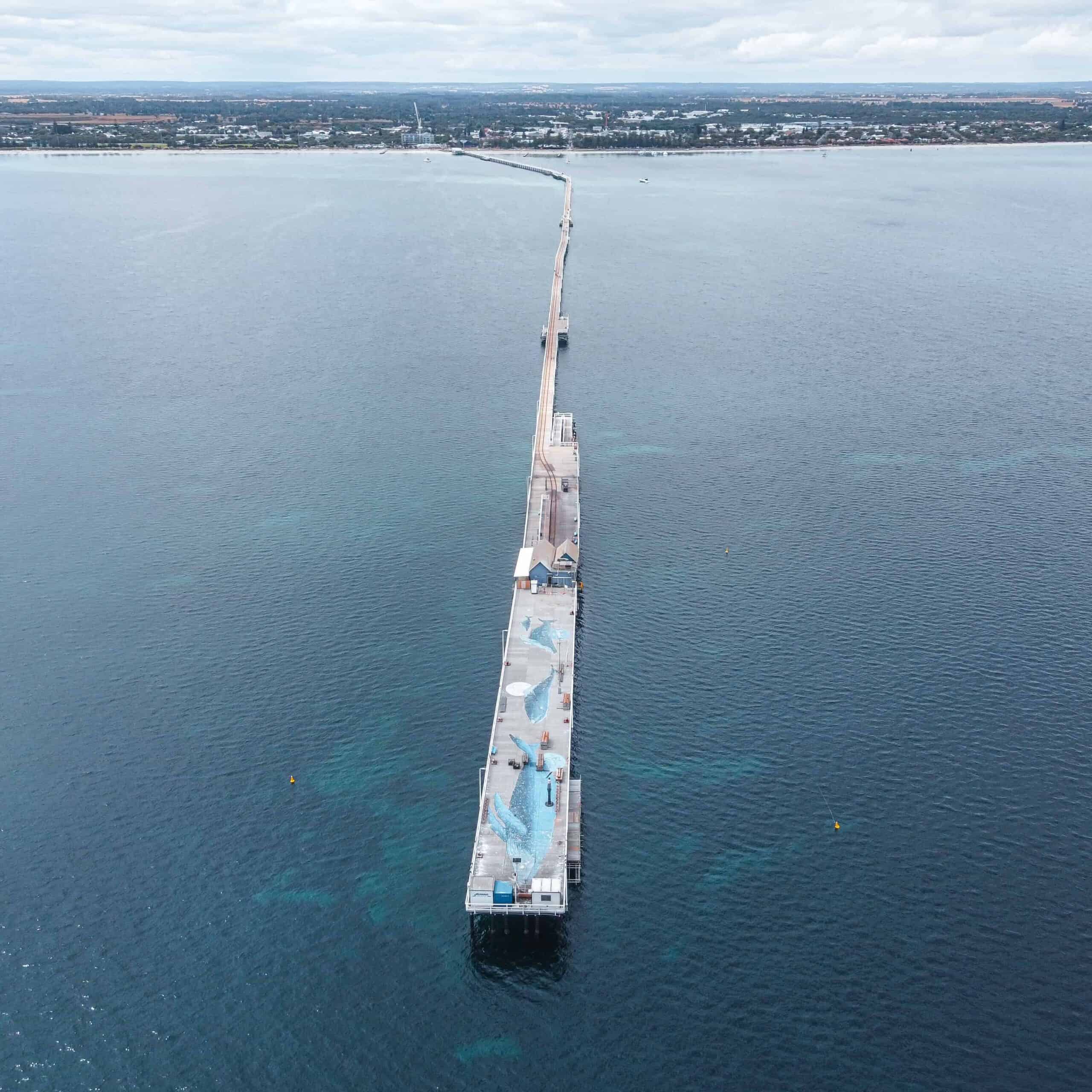 A drone picture of the Busselton Jetty
