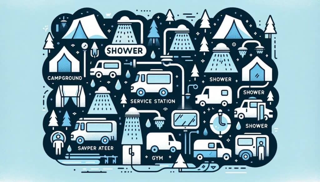 Illustration of public shower facilities for van dwellers Large